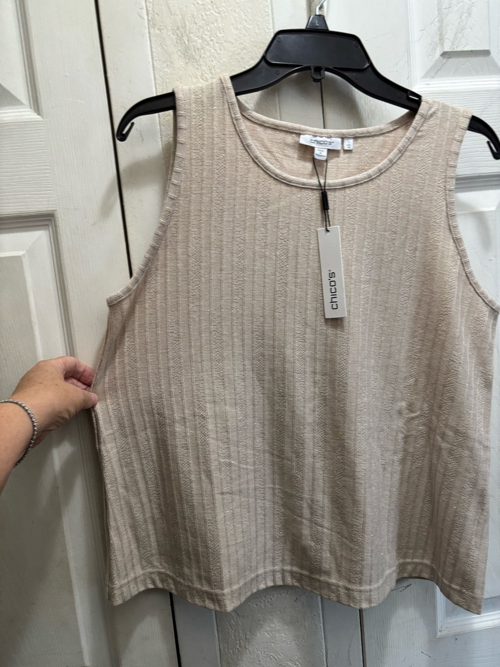 Chico's Beige Ribbed Sleeveless Knit Tank